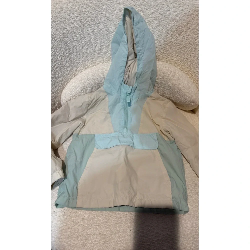 Cat & Jack Toddler Boys Blue Cream Colorblock Hooded Puffer Jacket Size 4T
